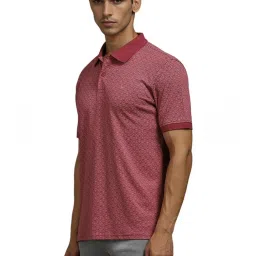 Louis Philippe Maroon Cotton Regular Fit Printed Polo T-Shirt image 3
