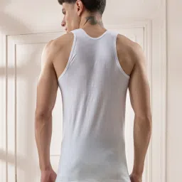 LUX Venus White Cotton Vest - Pack of 10 image 3
