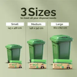 IMECO Medium Garbage Bags with Drawstring 48x54 cm Leak Proof Green, IMEGBNPM30_1P3 (Pack of 10) image 2