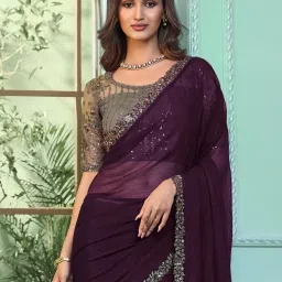 Saree Mall Purple Embellished Sarees With Unstitched Blouse image 3
