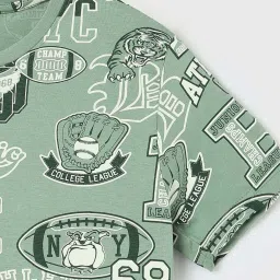 Fame Forever by Lifestyle Boys Olive Cotton Printed T Shirt image 3