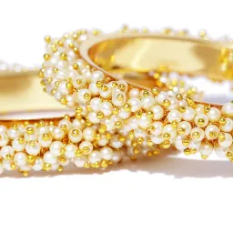 YouBella Gold Plated Stylish Traditional & Pearl Bangle Set image 3