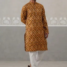 Jompers INDIA Geometric Printed Mandarin Collar Straight Kurta With Pyjama image 3