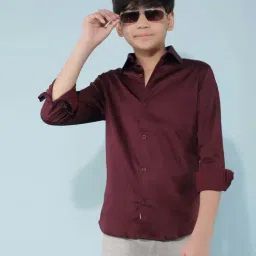Crimsoune Club Boys Maroon Solid Full Sleeves Shirt-image-45