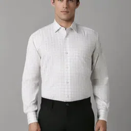 Luxure By Louis Philippe White Cotton Regular Fit Checks Shirt-picture-34