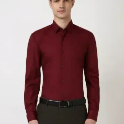 Peter England Maroon Cotton Regular Fit Shirt-image-86