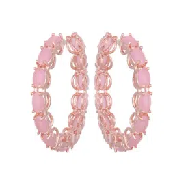 Saraf RS Jewellery Hoops Rose Gold Pastel Pink Round Earrings-image-45