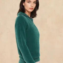 RAREISM Green Cotton Blend Solid Long Sleeves Sweater image 3