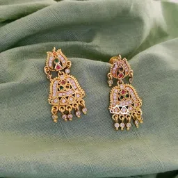 OM KRISHIV COLLECTION Geometric Drop Earrings image 2