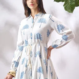 Vara By Vishudh Tropical Print Shirt Mini Dress-image-13