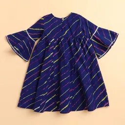 The Magic Wand Girls Leheriya Printed Regular Pure Cotton Kurta with Pyjamas image 5