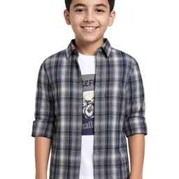 CAVIO Boys Checks Full Sleeves Casual Shirt & T-Shirt Set-picture-29