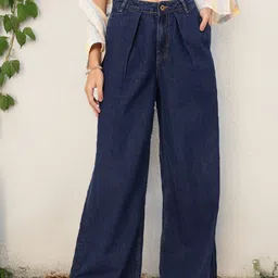 DressBerry Women Chill Classic Denim Pure Cotton Palazzo Fit Jeans-picture-12