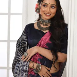 KALINI Pink Soft Tussar Silk Saree With Unstitched Blouse Piece image 3