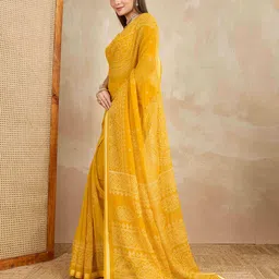 DIVASTRI Bandhani Printed Zari Pure Chiffon Bandhani Saree image 3