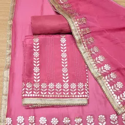 Chhabra 555 Gotta Patti Embroidered Unstiched Dress Material image 2