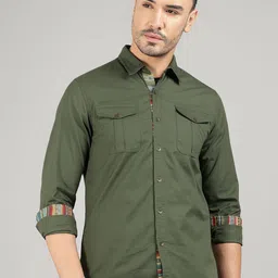 Royal Enfield Men Spread Collar Solid Cotton Casual Shirt-image-22