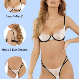 MYZA Lace Demi Bra & Double Strap Thong Set Baby Doll image 2