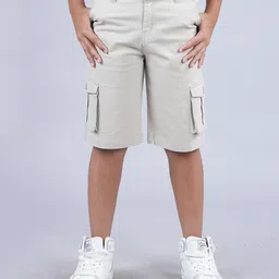 Kiddopanti Cotton Lycra Solid Shorts - Beige-picture-28