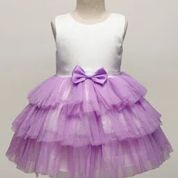 Mark & Mia Woven Sleeveless Solid Party Dress With Bow Applique - Purple-picture-13