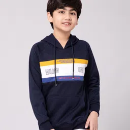 ALAN JONES Cotton Knit Full Sleeves Colour Blocked Typography Text Printed Light Winter Sweatshirt - Navy Blue-picture-11