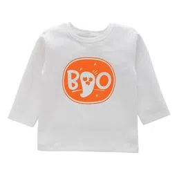 Kadam Baby Cotton Knit Halloween Theme Full Sleeves Boo Text Printed Tee - White-image-44