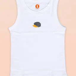 Ooka Baby Soft Cotton Jersey Pack of 3 Sleeveless Hedgehog & Fox Printed Vests - White image 3