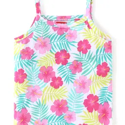 Babyhug 100% Cotton Knit Sleeveless Antibacterial Slip with Floral & Polka Dot Print Pack of 3 - Multicolour image 2