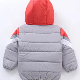 Babyhug Full Sleeves Hooded and Padded Jacket - Grey and Orange image 3