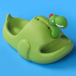 Oh! Pair Slip On Sliders with Dino Applique - Green image 3
