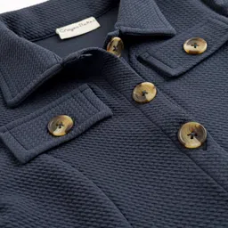 CrayonFlakes Knit Half Sleeves Solid Shirt Style Top - Navy Blue image 4