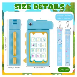 SCHOOLISH Dinosaur Theme Sipper 480ML Water Bottle for Kids, Cute Water Bottle with Soft Silicone Sipper, Drinking Bottle with Adjustable Shoulder Straps - PACK OF 1 - COLOR MAY VARY image 3