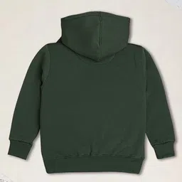 NUSYL Fleece Knit Full Sleeve Soccer Player Printed Light Winter Hoodie - Olive Green image 4