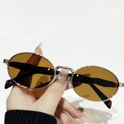 Arzonai Unisex Brown Lens & Brown Oval Sunglasses with Regular Lens MA-11211-picture-31
