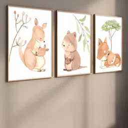 WALLLANE Set of 3 Wood Frame Cartoon Art Wall Paintings image 2