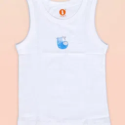 Ooka Baby Soft Cotton Jersey Pack of 3 Sleeveless Hedgehog & Fox Printed Vests - White image 5