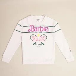 Kidsville Mattel Featuring Full Sleeves Barbie TextPrinted Sweatshirt - Pink image 5