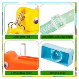 SCHOOLISH Dinosaur Theme Sipper 480ML Water Bottle for Kids, Cute Water Bottle with Soft Silicone Sipper, Drinking Bottle with Adjustable Shoulder Straps - PACK OF 1 - COLOR MAY VARY image 4