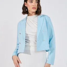 Styli Blue Plain Blazer image 3