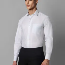 Louis Philippe White Cotton Regular Fit Striped Shirt image 3