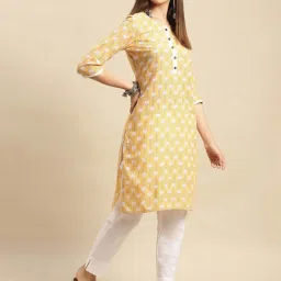 Rangita Orange & Yellow Cotton Printed Straight Kurta - Pack Of 2 image 3