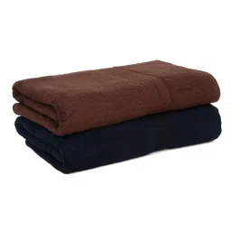 Creeva Classic Navy and Brown Cotton Solid Towels image 3