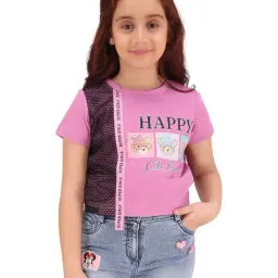 Cutecumber Girls Purple Printed T-Shirt-image-61