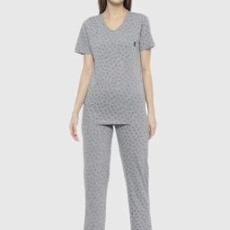 Vimal Jonney Grey Graphic Print Pajama Set-picture-3
