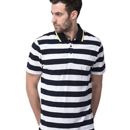 Woods Navy & White Striped Polo T-Shirt-picture-23