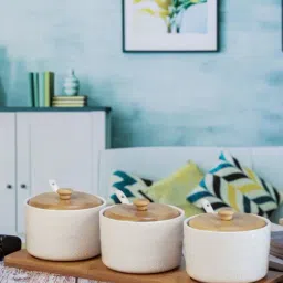 White Gold White Porcelain Storage Jar - Set of 2 (270ml)-picture-27