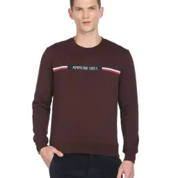 Arrow Sport Maroon Cotton Regular Fit Self Pattern SweatShirt-picture-18