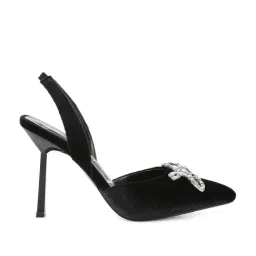 London Rag Women's Black Sling Back Stilettos-picture-30