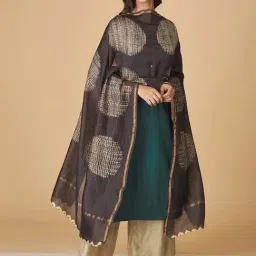 Fabindia Black Cotton Printed Dupatta-image-4