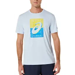 Asics Sky Blue Regular Fit Printed Sports T-Shirt-image-3